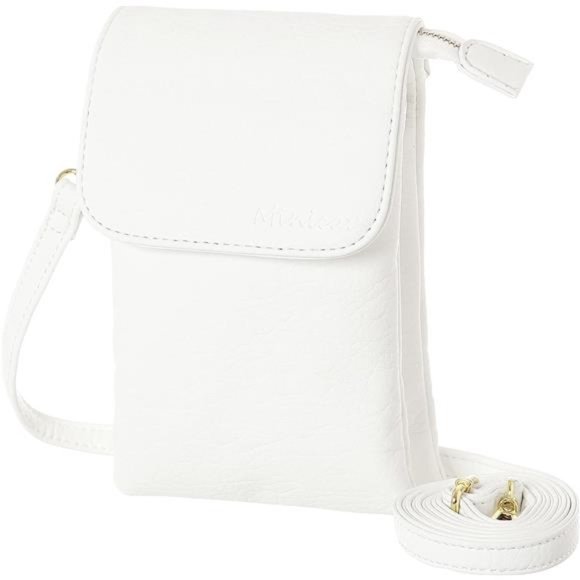 Roomy Pockets Small Crossbody Bags Cell Phone Wallet White